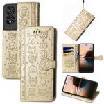 For TCL 40 NXTpaper 5G Cat and Dog Embossed Leather Phone Case(Gold)