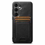 For Samsung Galaxy S25 5G Suteni H17 Oil Eax Leather MagSafe Detachable Wallet Phone Case(Black)
