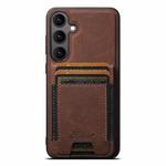 For Samsung Galaxy S25 5G Suteni H17 Litchi Texture Leather MagSafe Detachable Wallet Phone Case(Brown)