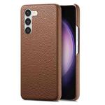 For Samsung Galaxy S23+ 5G Litchi Oil Edge Leather Back Phone Case(Brown)