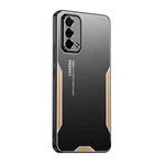 For OPPO A93 Blade Series TPU Hybrid Metal Phone Case(Gold)