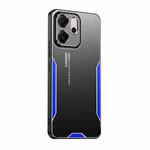 For OPPO Reno14 F Global Blade Series TPU Hybrid Metal Phone Case(Blue)