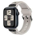 For Apple Watch SE 2023 44mm Breathable Stainless Steel Mesh TPU Watch Band(Starlight Black)