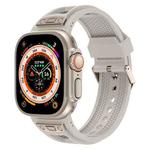 For Apple Watch Ultra 2 49mm Breathable Stainless Steel Mesh TPU Watch Band(Starlight Titanium)