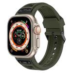 For Apple Watch Ultra 2 49mm Breathable Stainless Steel Mesh TPU Watch Band(Green Black)