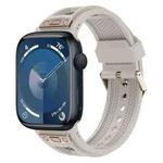 For  Apple Watch Series 9 45mm Breathable Stainless Steel Mesh TPU Watch Band(Starlight Titanium)