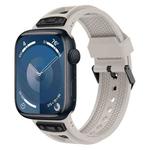 For  Apple Watch Series 9 45mm Breathable Stainless Steel Mesh TPU Watch Band(Starlight Black)