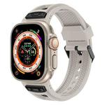 For Apple Watch Ultra 49mm Breathable Stainless Steel Mesh TPU Watch Band(Starlight Black)