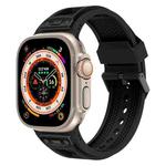 For Apple Watch Ultra 49mm Breathable Stainless Steel Mesh TPU Watch Band(Black Black)