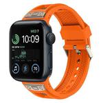 For Apple Watch SE 2022 44mm Breathable Stainless Steel Mesh TPU Watch Band(Orange Titanium)