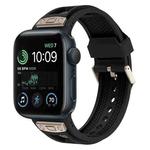 For Apple Watch SE 2022 44mm Breathable Stainless Steel Mesh TPU Watch Band(Black Titanium)