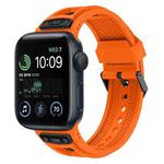 For Apple Watch SE 2022 44mm Breathable Stainless Steel Mesh TPU Watch Band(Orange Black)