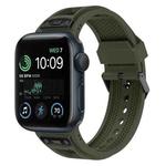 For Apple Watch SE 2022 44mm Breathable Stainless Steel Mesh TPU Watch Band(Green Black)