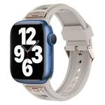 For Apple Watch Series 7 45mm Breathable Stainless Steel Mesh TPU Watch Band(Starlight Titanium)