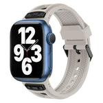 For Apple Watch Series 7 45mm Breathable Stainless Steel Mesh TPU Watch Band(Starlight Black)