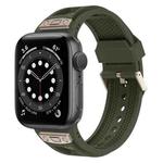 For Apple Watch Series 6 44mm Breathable Stainless Steel Mesh TPU Watch Band(Green Titanium)