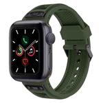 For Apple Watch Series 5 44mm Breathable Stainless Steel Mesh TPU Watch Band(Green Black)