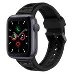 For Apple Watch Series 5 44mm Breathable Stainless Steel Mesh TPU Watch Band(Black Black)