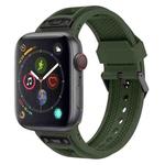 For  Apple Watch Series 4 44mm Breathable Stainless Steel Mesh TPU Watch Band(Green Black)