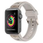 For Apple Watch Series 3 42mm Breathable Stainless Steel Mesh TPU Watch Band(Starlight Titanium)