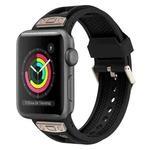 For Apple Watch Series 3 42mm Breathable Stainless Steel Mesh TPU Watch Band(Black Titanium)