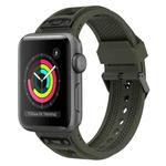 For Apple Watch Series 3 42mm Breathable Stainless Steel Mesh TPU Watch Band(Green Black)