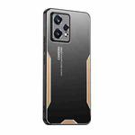 For Realme V25 Blade Series TPU Hybrid Metal Phone Case(Gold)