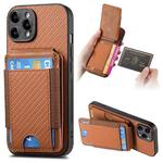 For iPhone 14 Pro Carbon Fiber Vertical Flip Wallet Stand Phone Case(Brown)