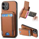 For iPhone 11 Carbon Fiber Vertical Flip Wallet Stand Phone Case(Brown)