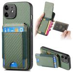 For iPhone 11 Carbon Fiber Vertical Flip Wallet Stand Phone Case(Green)