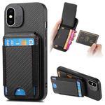 For iPhone XS Max Carbon Fiber Vertical Flip Wallet Stand Phone Case(Black)