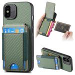 For iPhone X / XS Carbon Fiber Vertical Flip Wallet Stand Phone Case(Green)