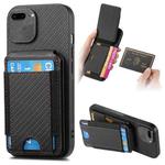 For iPhone 7 Plus / 8 Plus Carbon Fiber Vertical Flip Wallet Stand Phone Case(Black)