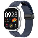 For Redmi Watch 4 Groove Folding Magnetic Buckle Silicone Watch Band(Dark Blue)