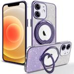For iPhone 12  Rotation MagSafe Holder Gradient Glitter TPU Phone Case(Night Purple)