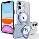 For iPhone 11 Rotation MagSafe Holder Gradient Glitter TPU Phone Case(Sierra Blue)