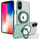 For iPhone X / XS Rotation MagSafe Holder Gradient Glitter TPU Phone Case(Cangling)