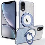 For iPhone XR Rotation MagSafe Holder Gradient Glitter TPU Phone Case(Sierra Blue)