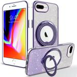For iPhone 7 Plus / 8 Plus Rotation MagSafe Holder Gradient Glitter TPU Phone Case(Night Purple)
