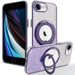 For iPhone 7 / 8 / SE 20222 Rotation MagSafe Holder Gradient Glitter TPU Phone Case(Night Purple)