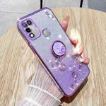 For Infinix Hot 10 Play Gradient Glitter Immortal Flower Ring All-inclusive Phone Case(Purple)