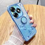 For Itel S23+ Gradient Glitter Immortal Flower Ring All-inclusive Phone Case(Blue)