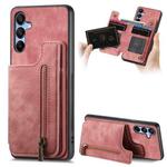 For Samsung Galaxy A15 5G Retro Leather Zipper Wallet Back Phone Case(Pink)