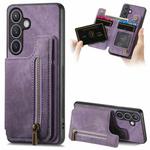 For Samsung Galaxy S24+ 5G Retro Leather Zipper Wallet Back Phone Case(Purple)