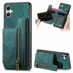 For Samsung Galaxy A05 Retro Leather Zipper Wallet Back Phone Case(Green)
