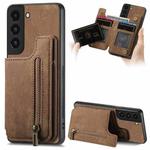 For Samsung Galaxy S22+ 5G Retro Leather Zipper Wallet Back Phone Case(Brown)