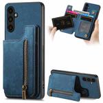 For Samsung Galaxy A13 5G Retro Leather Zipper Wallet Back Phone Case(Blue)