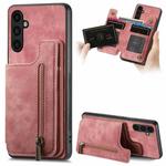 For Samsung Galaxy A13 5G Retro Leather Zipper Wallet Back Phone Case(Pink)