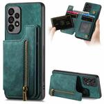 For Samsung Galaxy A53 Retro Leather Zipper Wallet Back Phone Case(Green)