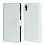 Leather Horizontal Flip Holster for iPhone XR ,with Magnetic Clasp and Bracket and Card Slot and Wallet(White)